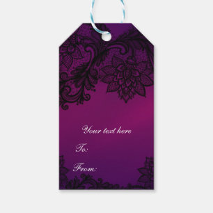 ピンク&パープルブラックエレガントレースパーティー ギフトタグ