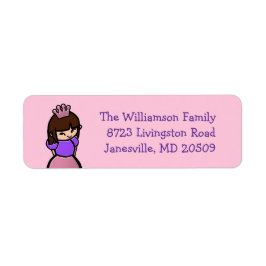 ピンク&パープルプリンセス差出人住所ラベル ラベル