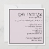 ピンク&パープルベビーインキャリッジガールベビーシャワー 招待状 (裏面)