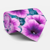 ピンク&パープルペチュニアの花 ネクタイ (ロール)