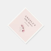 ピンク&パープルポピーフローラベビーシャワー スタンダードカクテルナプキン (角)