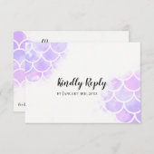 ピンク&パープルマーメイドインスパイアウェディングRSVP 出欠カード (正面/裏面)