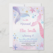 ピンク&パープルマーメイドテール招待状 招待状 (正面)