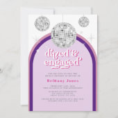 ピンク&パープルレトロディスコグルーブブライダルシャワー 招待状 (正面)
