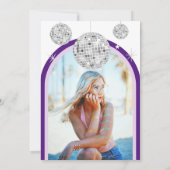 ピンク&パープルレトロディスコグルーブブライダルシャワー 招待状 (裏面)