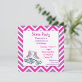 ピンク&パープルローラースケート誕生日招待状 招待状 (スタンド正面)