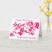 ピンク&パープル孫娘誕生日カード カード (黄色い花)