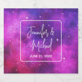 ピンク&パープル宇宙&スターズフェイク銀河系結婚ズ ビールラベル (シングルラベル)