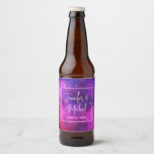 ピンク&パープル宇宙&スターズフェイク銀河系結婚ズ ビールラベル (正面)