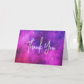 ピンク&パープル宇宙&スターフェイク銀河系ありがとう カード (正面)