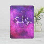 ピンク&パープル宇宙&スターフェイク銀河系ありがとう サンキューカード (スタンド正面)
