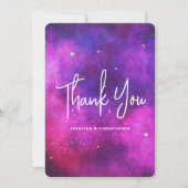 ピンク&パープル宇宙&スターフェイク銀河系ありがとう サンキューカード (正面)