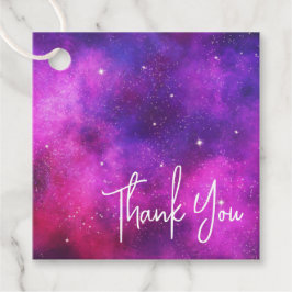 ピンク&パープル宇宙&スターフェイク銀河系ありがとう フェイバータグ