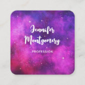 ピンク&パープル宇宙&スターフェイク銀河系スクエア スクエア名刺 (正面)