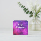 ピンク&パープル宇宙&スターフェイク銀河系スクエア スクエア名刺 (スタンド正面)