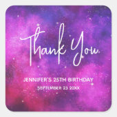 ピンク&パープル宇宙&スターフェイク銀河系パーティー スクエアシール (正面)