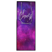 ピンク&パープル宇宙&スターフェイク銀河系ワイン ワインギフトバッグ (正面)