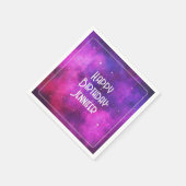ピンク&パープル宇宙&スターフェイク銀河系誕生日 スタンダードカクテルナプキン (角)
