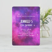 ピンク&パープル宇宙&スターフェイク銀河系誕生日 招待状 (スタンド正面)