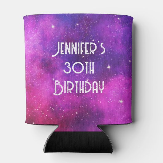 ピンク&パープル宇宙&スターフェイク銀河系誕生日 缶クーラー (裏面)