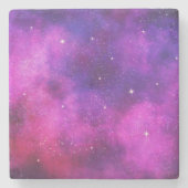ピンク&パープル宇宙&スターフェイク銀河系 ストーンコースター (正面)