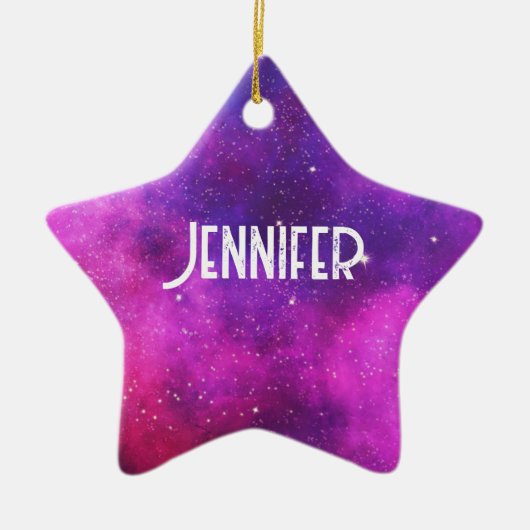 ピンク&パープル宇宙&スターフェイク銀河系 セラミックオーナメント (正面)