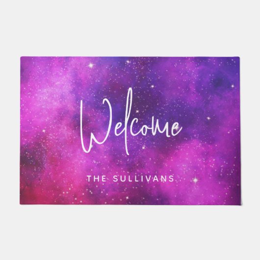 ピンク&パープル宇宙&スターフェイク銀河系 ドアマット (正面)