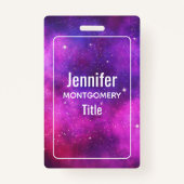 ピンク&パープル宇宙&スターフェイク銀河系 バッジ (正面)