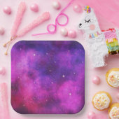 ピンク&パープル宇宙&スターフェイク銀河系 ペーパープレート (パーティー)