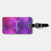 ピンク&パープル宇宙&スターフェイク銀河系 ラゲッジタグ (正面横)