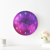 ピンク&パープル宇宙&スターフェイク銀河系 ラージ壁時計 (ホーム)
