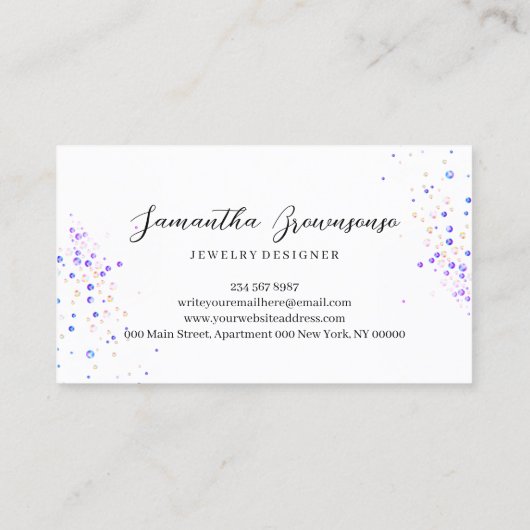 ピンク パープル宝石 ユニコーン ダイヤモンドジュエリー 名刺 (裏面)