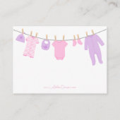 ピンク&パープル小さな服おむつラッフルチケット エンクロージャーカード (裏面)