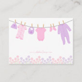 ピンク&パープル小さな服おむつラッフルチケット エンクロージャーカード (裏面)