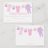 ピンク&パープル小さな服おむつラッフルチケット エンクロージャーカード (正面/裏面)