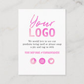 ピンク・パープル感謝状ロゴソーシャルメディア挿入 名刺 (裏面)