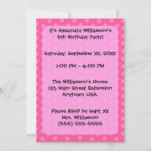 ピンク&パープル水玉模様パンダ誕生パーティー 招待状 (裏面)