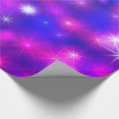 ピンク・パープル花火大会の宇宙スターカラフルズ ラッピングペーパー (角)