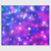 ピンク・パープル花火大会の宇宙スターカラフルズ ラッピングペーパー (フラット)