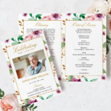 ピンク&パープル葬儀プログラム |サービスの順序