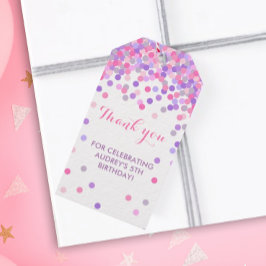 ピンク&パープル誕生日パーティーありがとうメッセージカード ギフトタグ