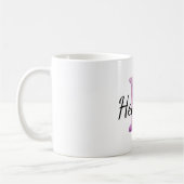 ピンク パープル もこもこ H 名前 コーヒーマグカップ (左)