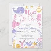 ピンク パープル イエロー ガールズ ツー ザ シー バースデー 招待状 (正面)