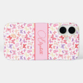 ピンク パープル イエロー スクリプトモノグラム蝶々 Case-Mate iPhoneケース (裏面 (横))
