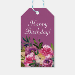 ピンク パープル イエロー 花 フラワー 誕生日 おめでとう ギフトタグ