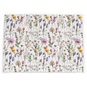 ピンク パープル ウォーターカラー 野の花 ラージペーパーバッグ (正面)