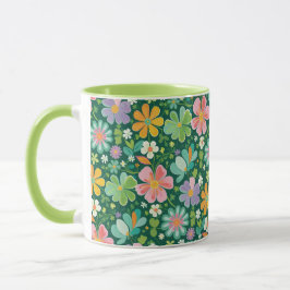 ピンク パープル オレンジ グリーンのパステルカラーの野の花 マグカップ
