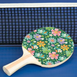ピンク パープル オレンジ グリーンのパステルカラーの野の花 卓球ラケット
