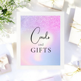 ピンク パープル グリッター オンブレ ギフト テーブル ブライダル シャワー ポスター