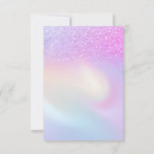 ピンク パープル グリッター ホログラフィックのブライズシャワー サンキューカード (裏面)